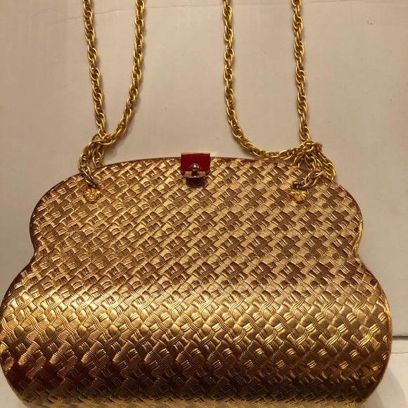 Handbags - Vintage Metallic Gold Evening Bag Made in Japan